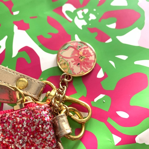 Clutch Mini Lilly Pulitzer Palmella Imprimé Rose Cosmo Et Doré - Neuf Avec Étiquettes